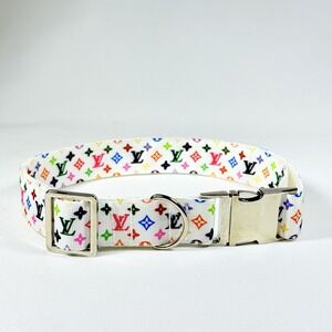 Dog Collar Designer Big Logo Size M Silver Hardware 3/4" Wide